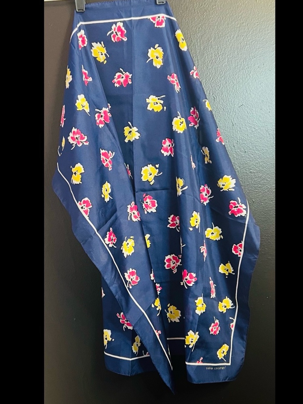 Vintage Sarah Coventry Navy Floral Scarf